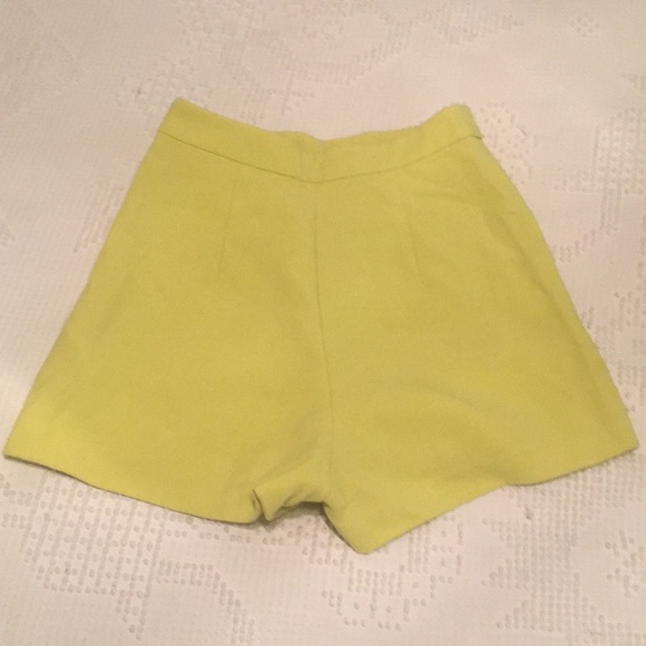 Forever 21 neon yellow high-waisted sailor shorts. - Picture 2 of 6